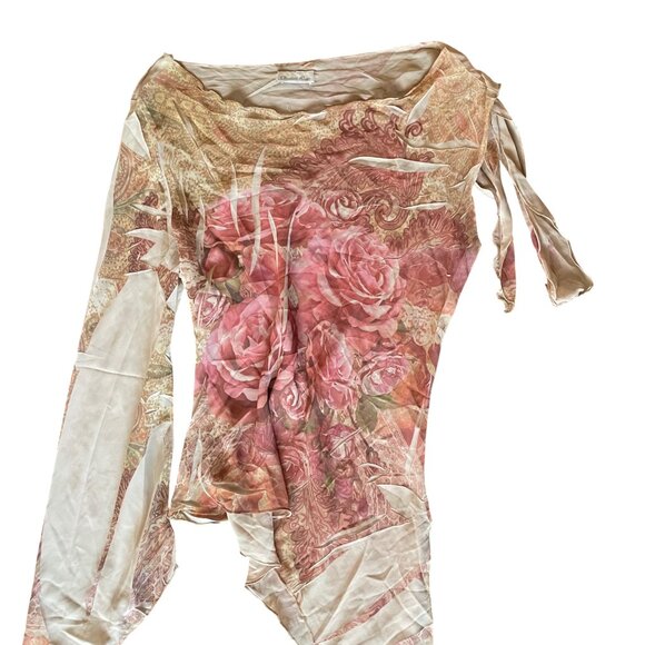 Vintage Charlotte Russe Rose + Beige Asymmetrical Mermaid Top - Picture 9 of 10